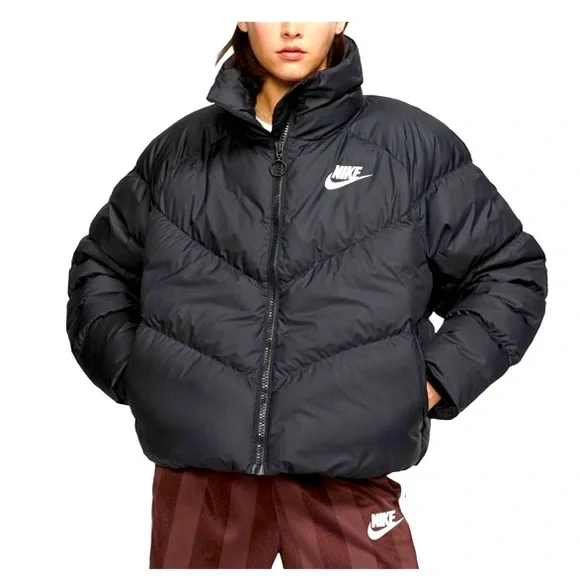 00’s NIKE puffer down jacket BLACK 短丈 刺繍 VINTAGE 00's NIKE MENS BLACK DOWN PUFFER JACKET EMBROIDERED